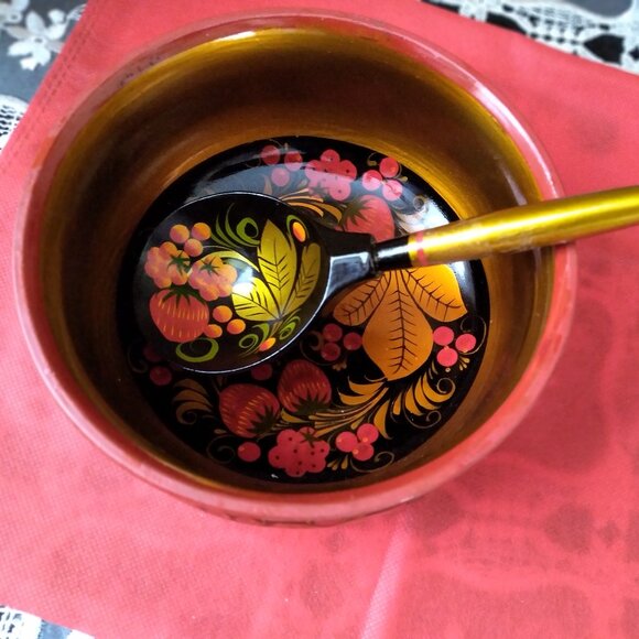 Vintage - Host Pick ~~~Ukraine, Vintage Wooden Bowl, Unique hand painting - Picture 5 of 5